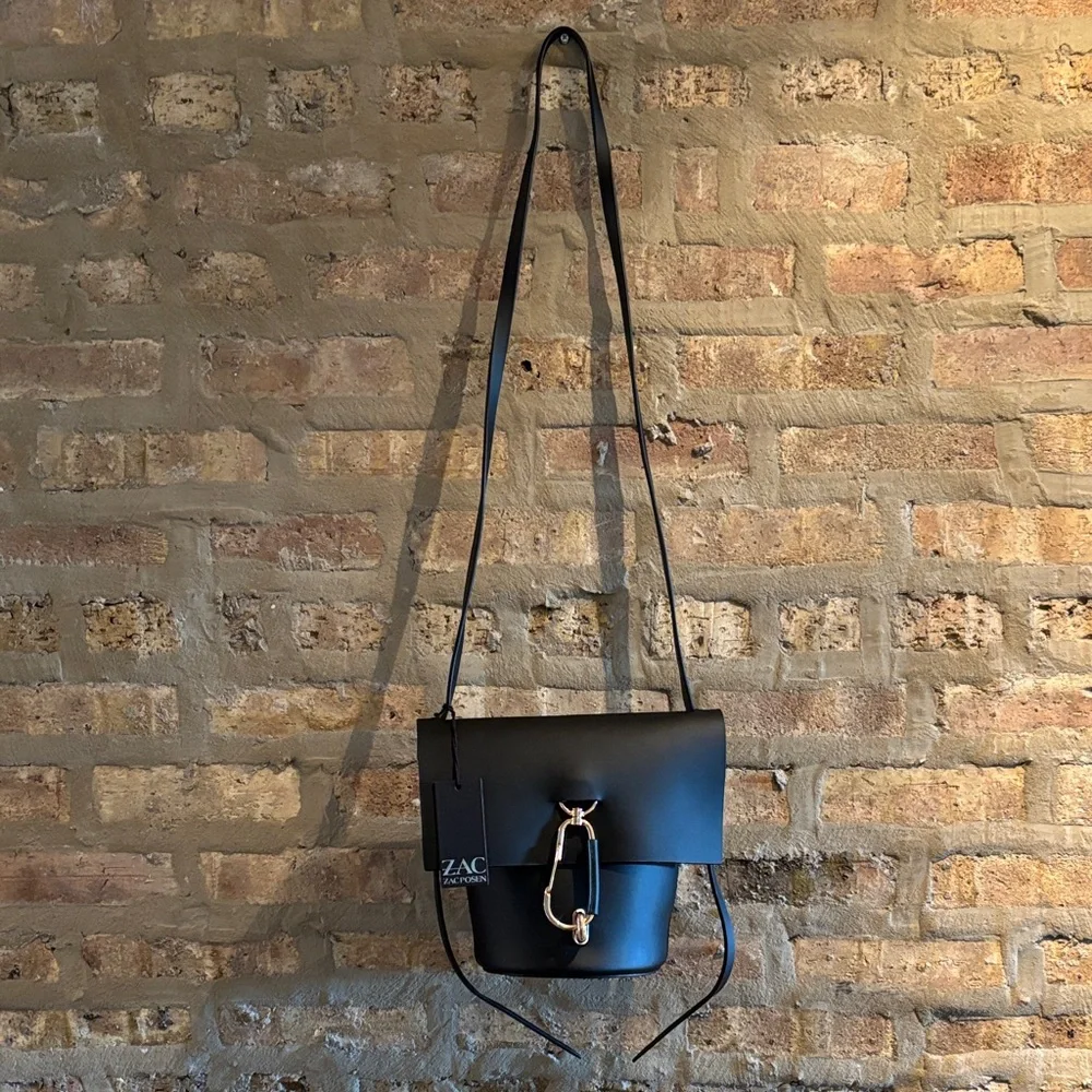 Zac Posen Black Leather Crossbody Bag - Picture 3 of 8